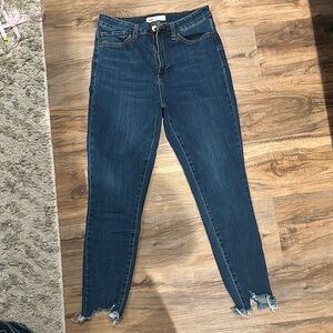 YMI Blue Skinny Jeans with Distressed Hem size 30